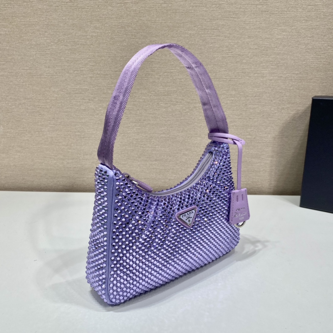 Prada Mini Duchesse And Crystal 2000 Hobo Bag Handbag Purple 1NE515